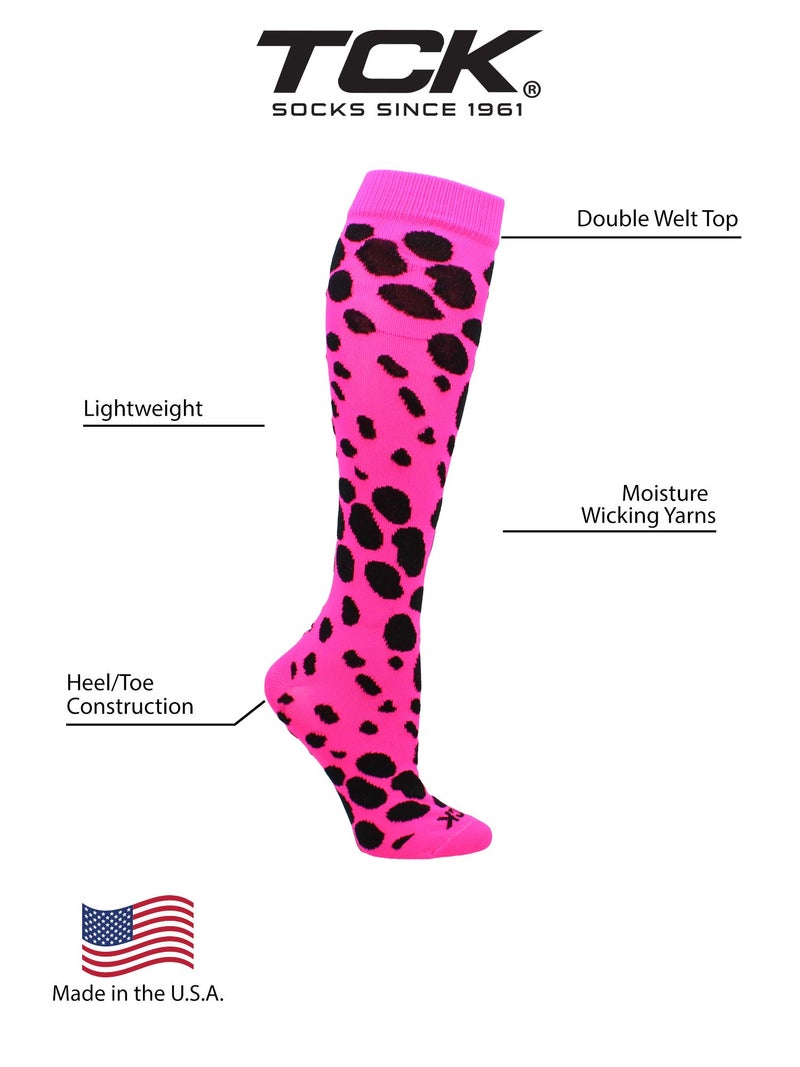 TCK Krazisox - Leopard Over the Calf Socks (Hot Pink/Black, Small) - Image 3